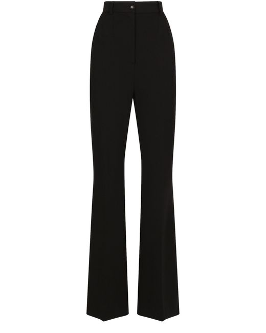 Dolce & Gabbana Black Flared Jersey Milano Rib Pants
