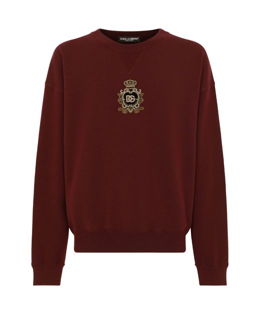 Dolce & Gabbana Red Cashmere And Wool Knit Sweatshirt for men