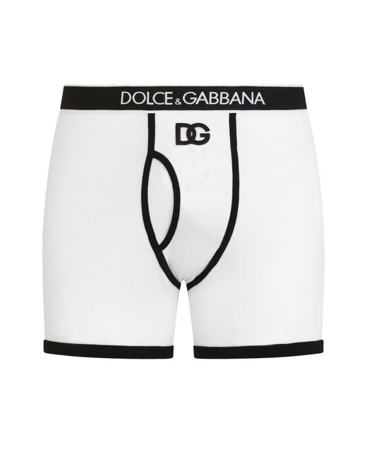 Dolce & Gabbana Boxershorts mit langen Beinen aus feingerippter Baumwolle in Brown für Herren