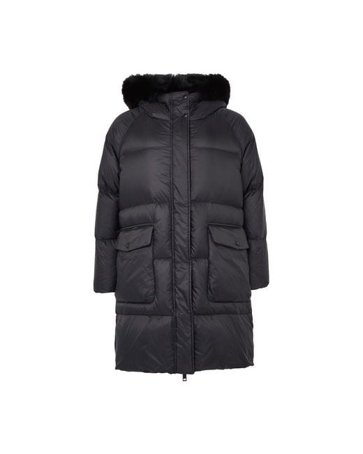 Yves Salomon Black Puffer Jacket With A Fox Fur Hood