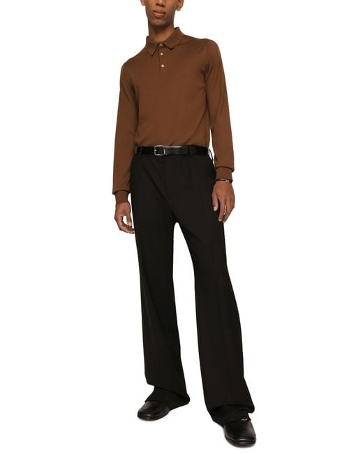 Dolce & Gabbana Brown Extra-fine Cashmere Polo-shirt for men