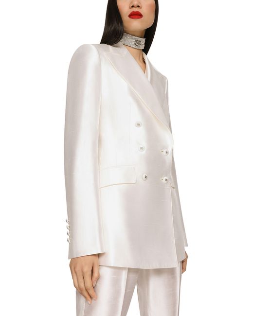 Dolce & Gabbana White Turlington-Blazer aus Shantung