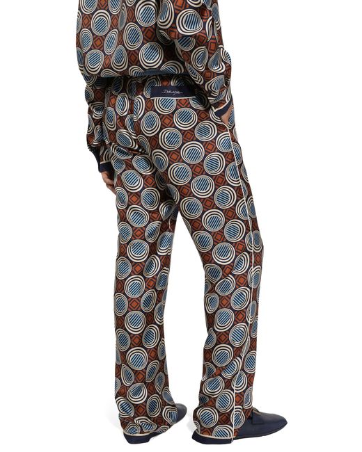 Dolce & Gabbana Blue Printed Silk Pajama Pants for men