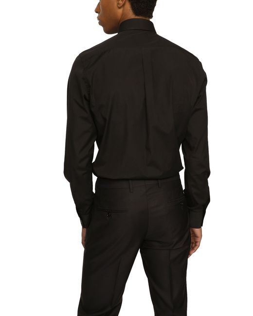 Dolce & Gabbana Gold-Fit-Hemd aus Stretch-Popeline in Black für Herren