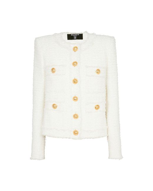 Balmain White Tweed Jacket