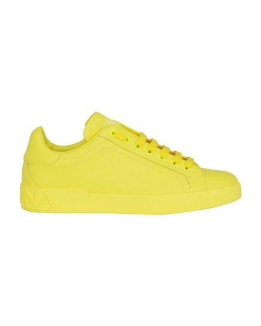 Dolce & Gabbana Calfskin Portofino Sneakers in Yellow for Men | Lyst