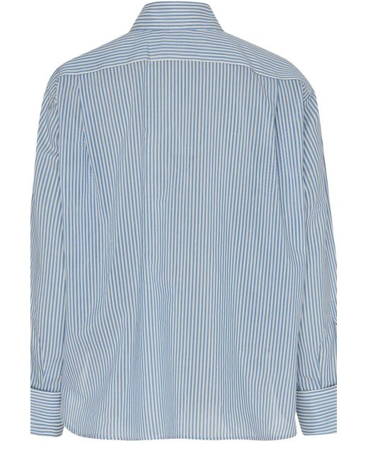 Max Mara Vertigo Striped Cropped Shirt in Blue | Lyst