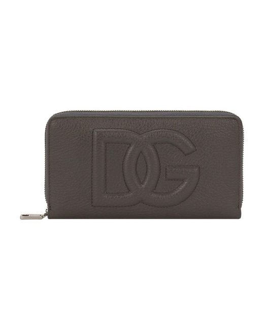 Dolce & Gabbana Brown Zip-Around Dg Logo Wallet for men