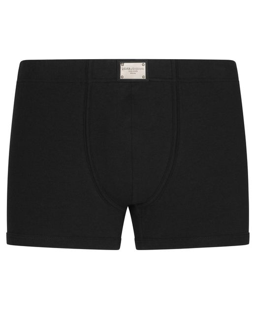 Dolce & Gabbana Black Two-way-stretch Jersey Boxers With Logo Tag for men