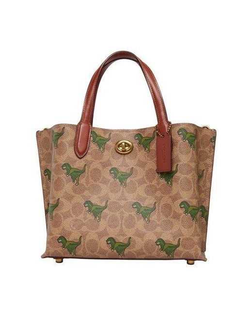 COACH Brown Willow Tote 24 In Signature Canvas With Rexy