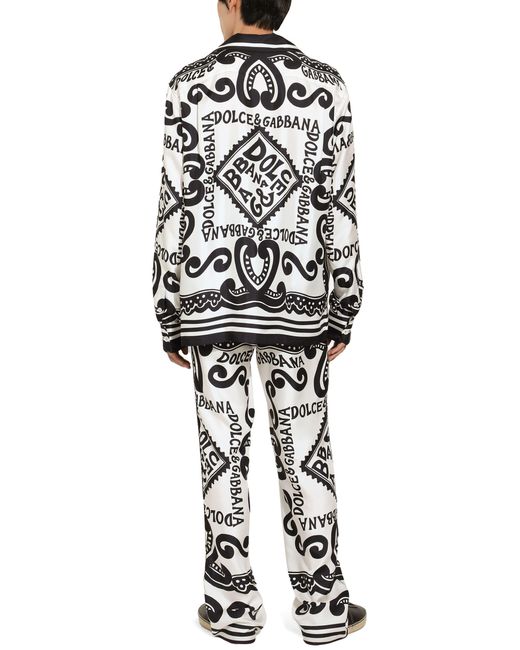 Dolce & Gabbana White Silk Pajama Pants for men