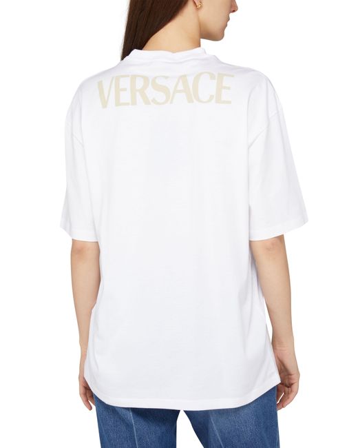 Versace White Kurzarm-T-Shirt mit Logo