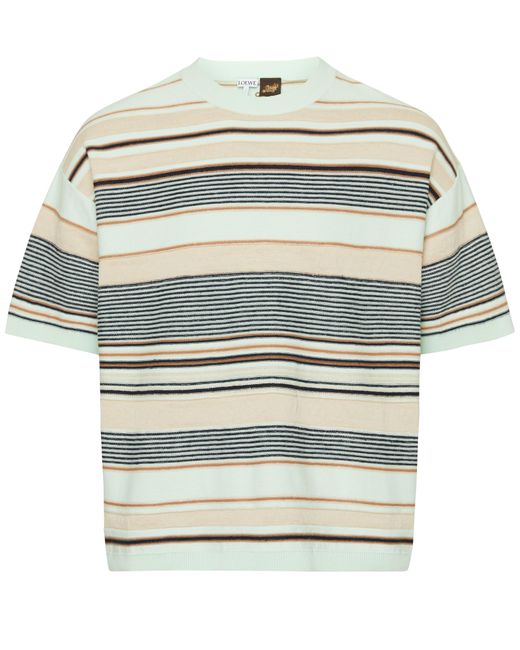 Loewe Multicolor Striped Cotton And Linen T-Shirt for men