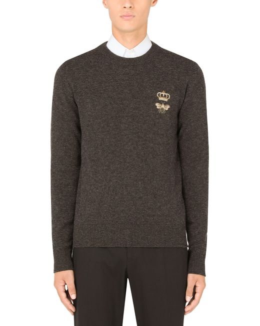 Dolce & Gabbana Brown Wool Round-Neck Sweater for men