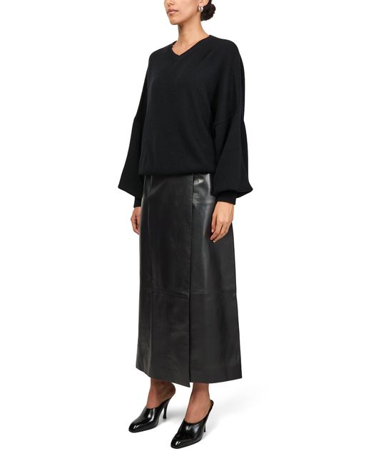 Khaite Black Wolfe Cashmere V-Neck Sweater