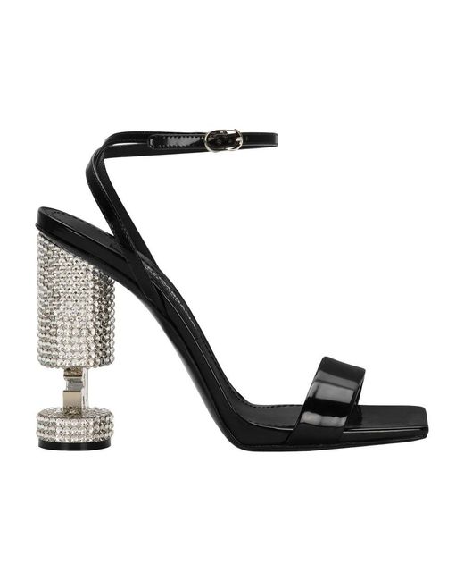 Dolce & Gabbana Black Polished Calfskin Sandals
