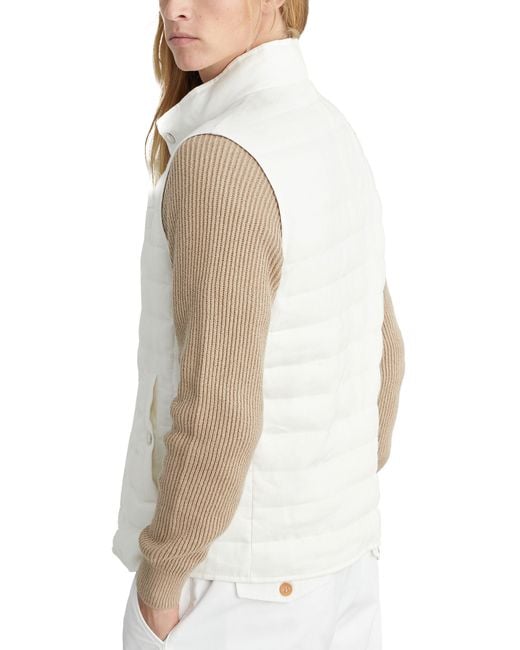 Brunello Cucinelli White Light Sleeveless Puffer Jacket for men