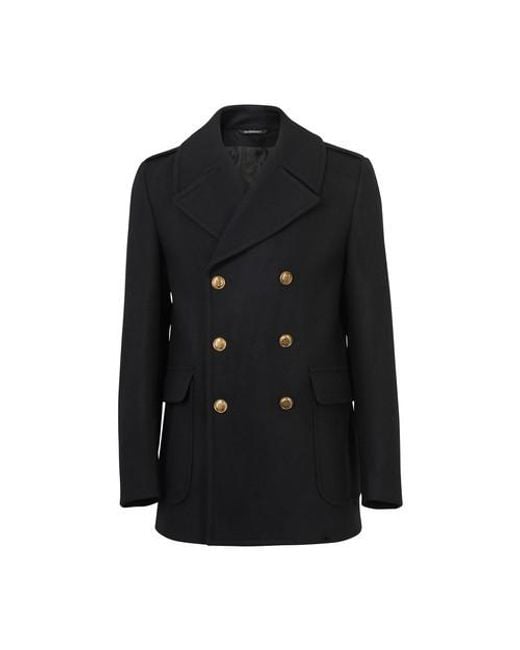 Givenchy Black Classic Peacoat With Gold Buttons for men