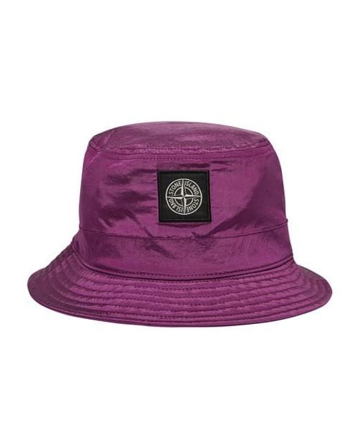 Stone Island Purple Bucket Hat for men