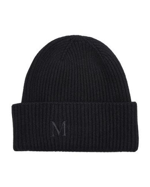 Max Mara MM Logo Hat Black Rib-knit cashmere beanie hat, black | Max Mara main image 2