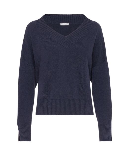 Brunello Cucinelli Blue Cashmere Sweater
