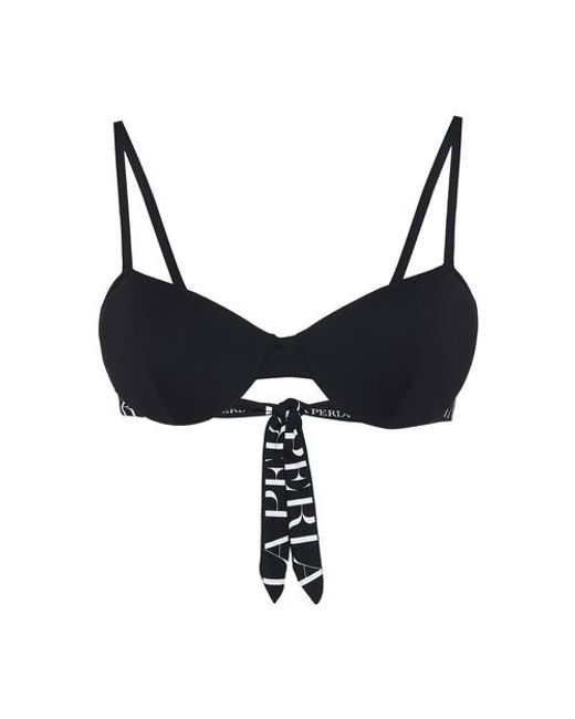 La Perla Synthetic Balconette Bikini Top With Logo in Black_writ_whit  (Black) - Lyst