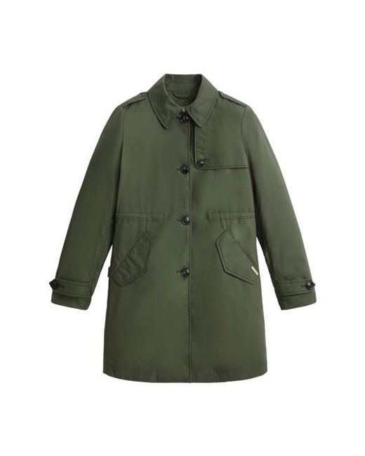 Woolrich Green Conway Waxed Cotton 2in1 Coat