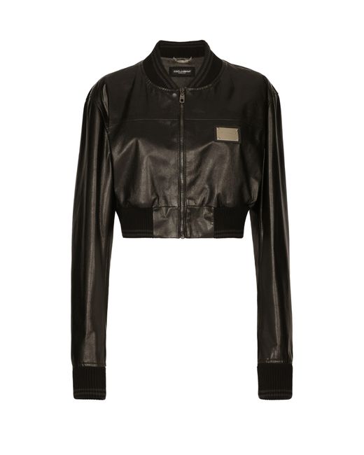 Dolce & Gabbana Black Short Nappa Leather Bomber Jacket