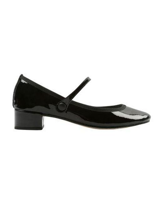 Repetto Black Rose Mary Jane Shoes