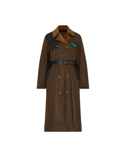 Barbour Brown X Ganni – Trenchcoat Aus Wachs