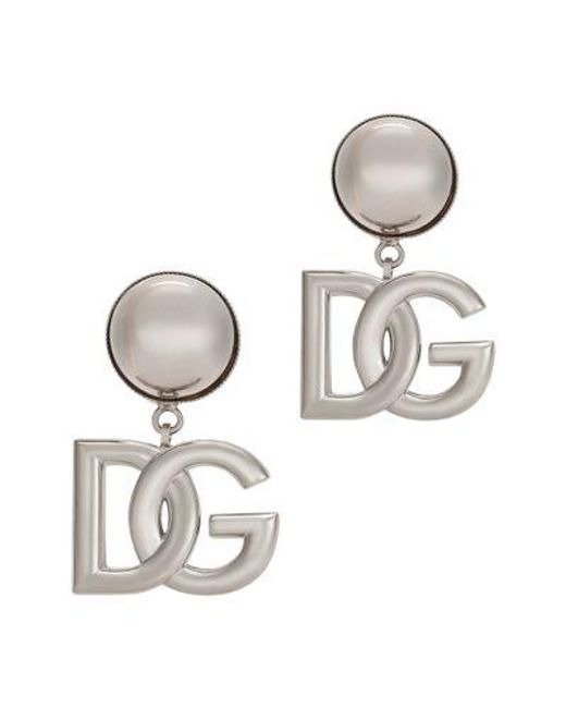 Dolce & Gabbana Metallic Clip-On Earrings With Dg Logo