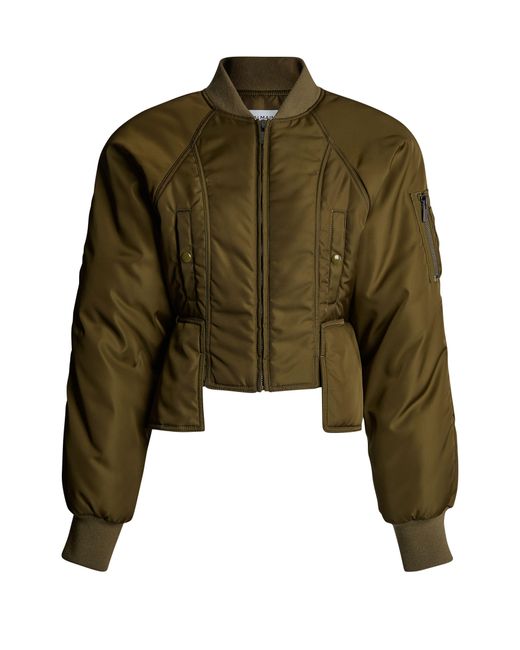 Balmain Green Zip-Up Bomber Jacket With 3 Pockets