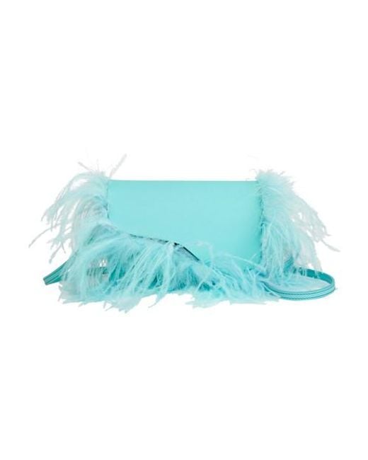Atp Atelier Blue Scarlino Nappa/feathers Pouch Bag