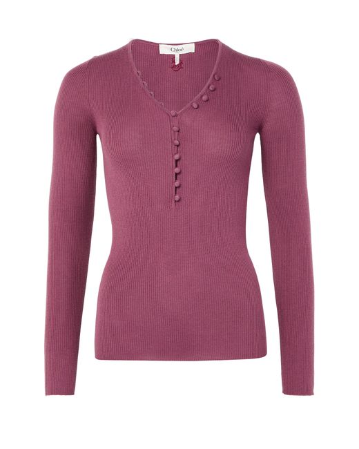 Pull Col En V Chloé en coloris Purple