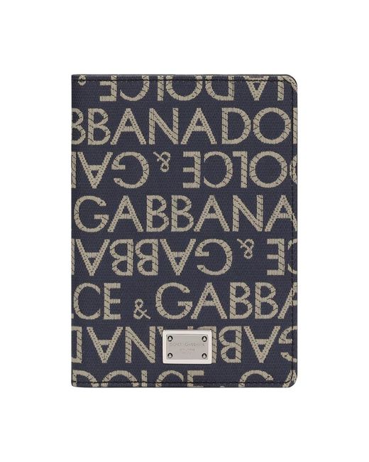 Dolce & Gabbana Black Coated Jacquard Passport Holder for men