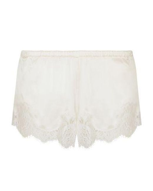 Dolce & Gabbana White Shorts In Satin With Lace