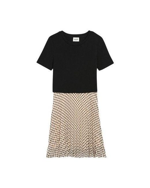 Claudie Pierlot Black Teli Short Dual-material Dress
