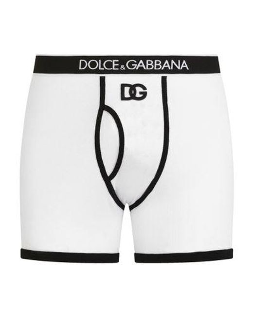 Dolce & Gabbana Brown Long-Leg Fine-Rib Cotton Boxers for men