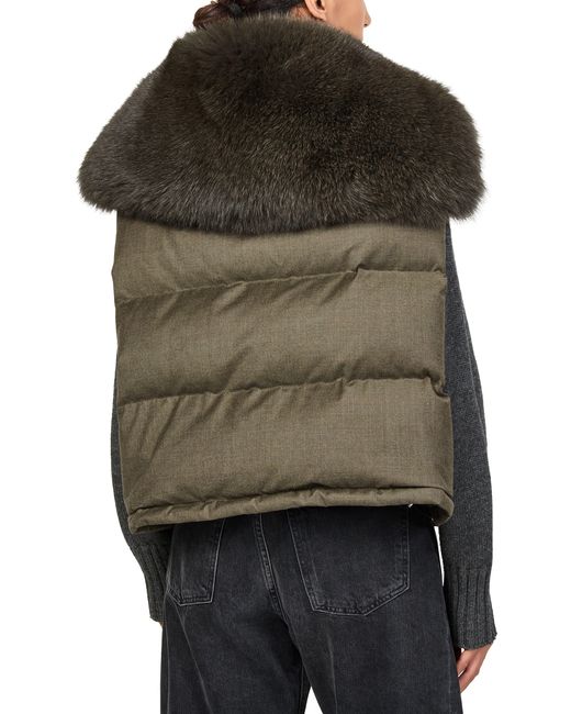 Yves Salomon Green Short Fox Fur Gilet