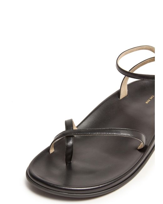 The Row Black Hugh Ankle Strap Sandals