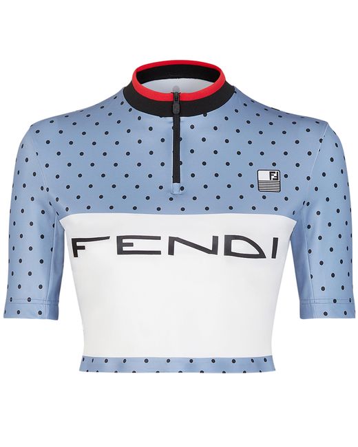 Haut court style cycliste Fendi en coloris Blue