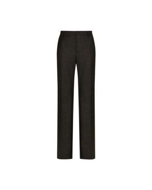 Dolce & Gabbana Black Stretch Flannel Straight-Leg Pants for men