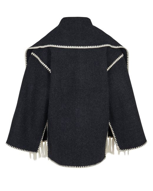 Totême  Blue Wool Jacket With Embroidered Scarf
