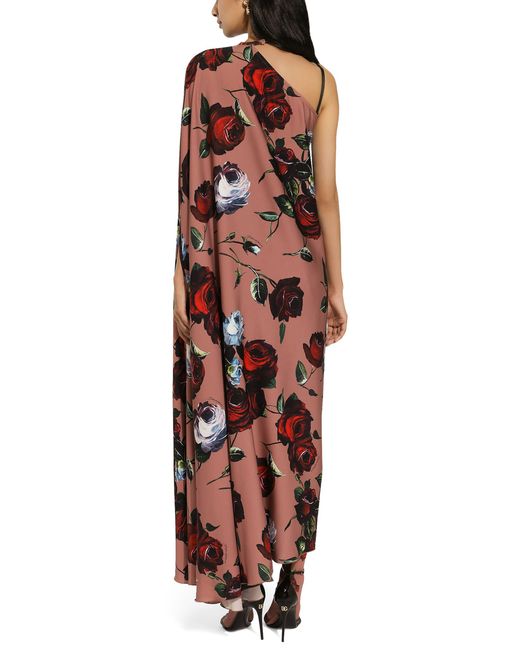 Dolce & Gabbana Brown Asymmetrisches Kleid aus Charmeuse