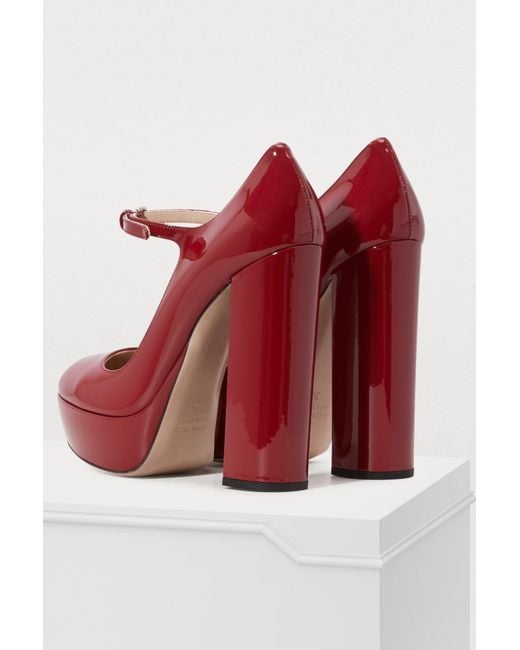 Miu Miu Mary Jane Pumps in Red | Lyst