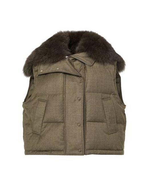 Yves Salomon Green Short Fox Fur Gilet