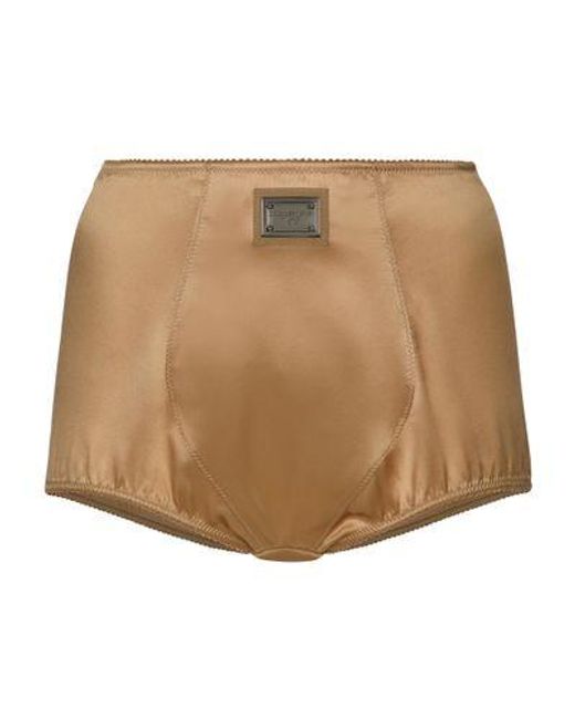 Dolce & Gabbana Brown Satin High-Waisted Panties