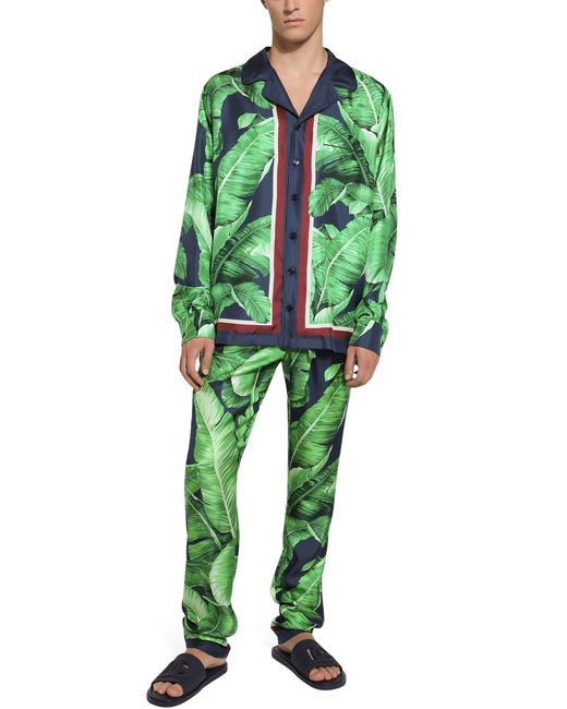 Chemise en soie à imprimé bananier Dolce & Gabbana pour homme en coloris Green