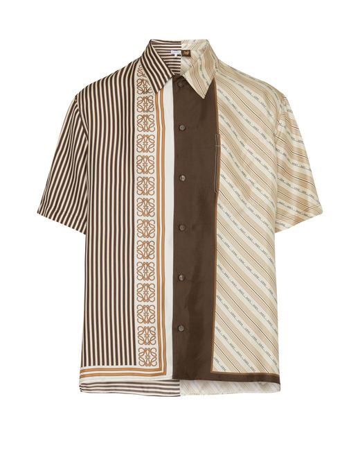 Loewe Kurzärmeliges Hemd aus Seide mit Streifen in Natural für Herren