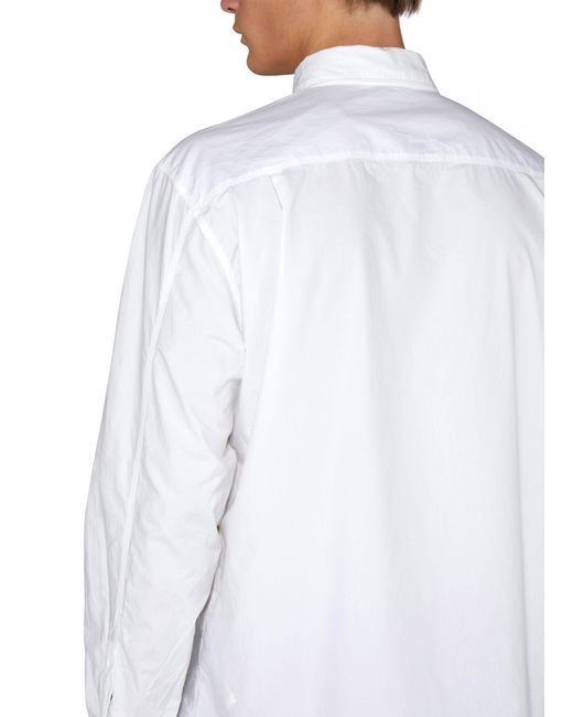 Stone Island White Long-Sleeved Overshirt for men